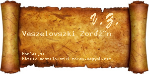 Veszelovszki Zorán névjegykártya